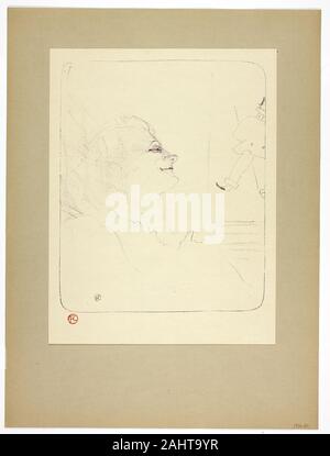 Henri de Toulouse-Lautrec. Pessima, plate three from Yvette Guilbert. 1898. France. Lithograph (crayon) in purple or violet on cream wove paper hinged at top corners to gray-brown wove paper Stock Photo