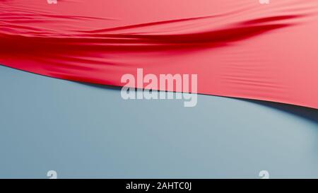 Smooth red fabric pulled to the side with soft shadows. Stock Photo