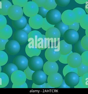 Blue Green Balls Seamless Pattern on Green Background Stock Vector