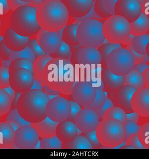 Red Blue Balls Seamless Pattern on Red Background Stock Vector