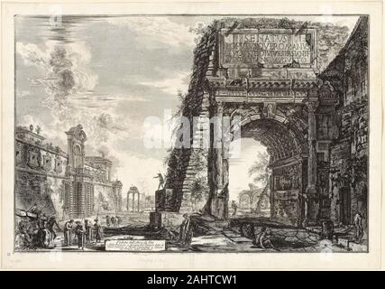 Giovanni Battista Piranesi. View of the Arch of Titus, from Views of Rome. 1771. Italy. Etching on heavy ivory laid paper Stock Photo