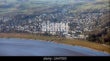 aerial view of Grange-Over-Sands in Cumbria Stock Photo