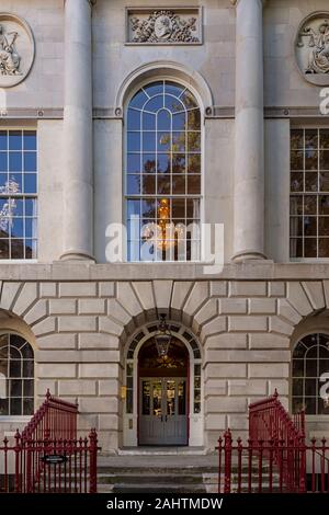 LONDON, UK - SEPTEMBER 27, 2018:  Entrance to Ennismore Sessions House - an events space housed in a grade II listed building in Clerkenwell