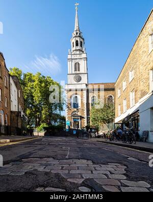 LONDON, UK - SEPTEMBER 27, 2018: View of St James Parish Church along Clerkenwell Close