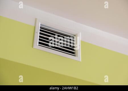 Ventilation shaft with air grates on the ceiling. Stock Photo