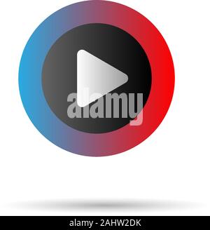 Play Button Logo Design Template, Rounded, Ellipse Company Logo Concept, Vector Icon, Blue, Black, Red, Gradation, TV Channel Logo Stock Vector