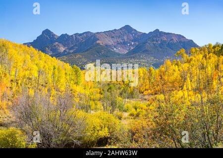 Autumn in San Juan Mountains along the Last Dollar Road in Colorado Stock Photo