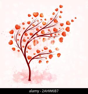 love tree with leaves from hearts vector Stock Vector