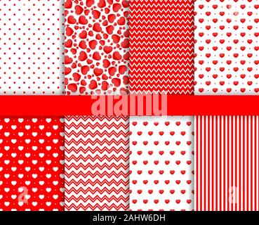 Set of Valentines Day seamless pattern background vector Stock Vector