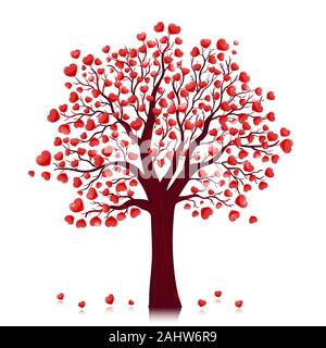 Red hearts tree vector background Stock Vector