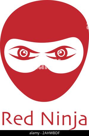 Red Ninja Logo Concept, Ninja Head Icon Vector Design Template, Super Hero Character Stock Vector