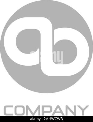 Letter AB or OL Company Logo Design Template, Alphabet Logo Concept, Monogram Logotype, Ambigram Style, Gray, White, Ellipse Rounded Shape, Modern & P Stock Vector