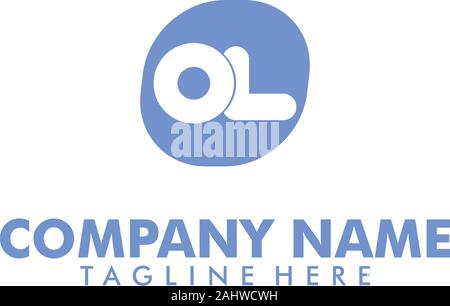 Letter OL Alphabet Logo Design Template, Monogram Logotype, Rounded Shape Element, Bussiness Marketing, Branding Identity, Initial, Acronym, Cyan Blue Stock Vector