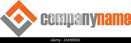 Letter LL Alphabet Company Logo Concept, Abstract Square Logo Design Template, Pictogram Logotype, Gray Orange, Bussiness Marketing, Branding Identity Stock Vector