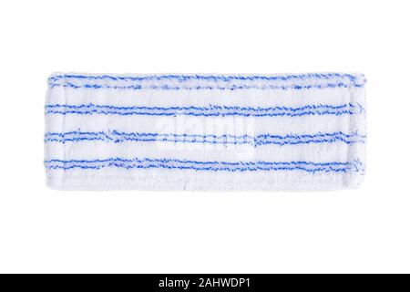 White and blue striped fiber mop for cleaning floor isolated on white background. Stock Photo