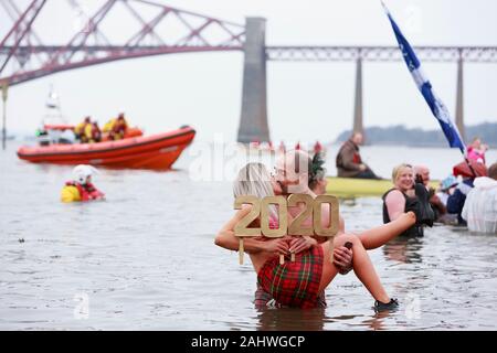 Edinburgh Scotland, UK 1 January 2020; . Hogmanay Loony Dook Edinburgh. Scotland. Credit: Pako Mera/Alamy Live News Stock Photo