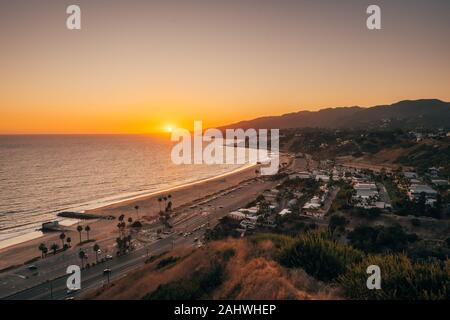 Sunset view from The Point at the Bluffs, in Pacific Palisades, Los Angeles, California Stock Photo