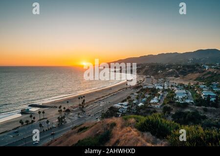 Sunset view from The Point at the Bluffs, in Pacific Palisades, Los Angeles, California Stock Photo