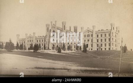 Antique c1890 photograph, the New York State Inebriate Asylum, later known as Binghamton State Hospital, was the first institution designed and constructed to treat alcoholism as a mental disorder in the United States. It served this function until 1879, when it was converted to a mental hospital. SOURCE: ORIGINAL PHOTOGRAPH Stock Photo