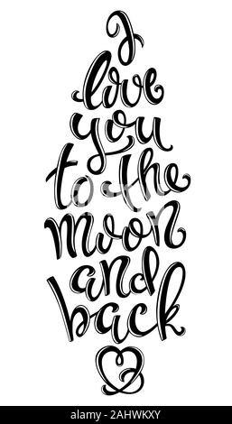 Lettering Love you to the moon and back, hand drawn letters. Vector  illustration. Art Board Print for Sale by svetichch