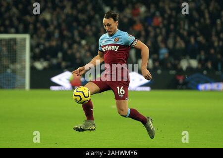 London, UK. 01st Jan, 2020. Mark Noble of West Ham United in action. Premier League match, West Ham United v AFC Bournemouth at the London Stadium, Queen Elizabeth Olympic Park in London on New Years day, Wed 1st Jan 2020. this image may only be used for Editorial purposes. Editorial use only, license required for commercial use. No use in betting, games or a single club/league/player publications . pic by Steffan Bowen/Andrew Orchard sports photography/Alamy Live news Credit: Andrew Orchard sports photography/Alamy Live News Stock Photo