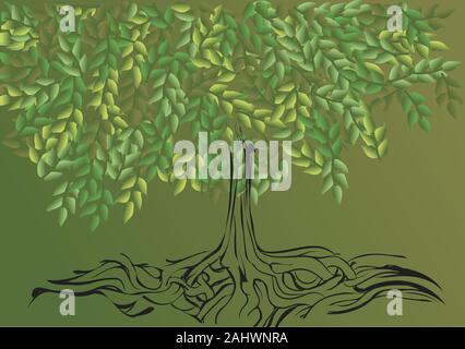 root systemof tree. abstract nature background with tree Stock Vector