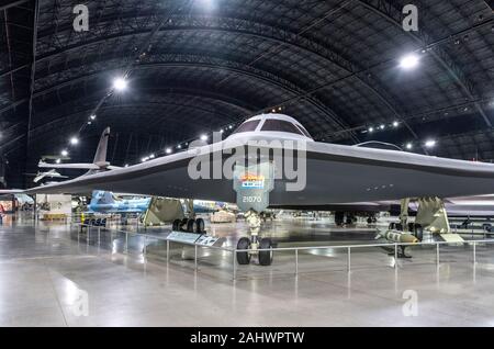 Northrop Grumman B-2 Spirit stealth bomber, National Museum of the United States Air Force (formerly the United States Air Force Museum), Dayton, Ohio, USA. Stock Photo