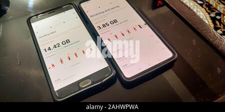 One Plus Switch Interface used to transfer content from old phone to new phone Stock Photo