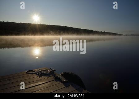 Sunrise over Nahmakanta Lake, Nahmakanta Public Reserved Land, Piscataquis County, Maine, USA Stock Photo