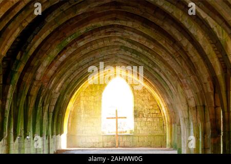 Fountains Abbey in North Yorkshire Stock Photo