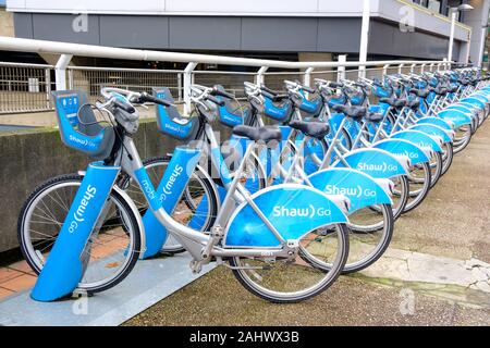 Mobi by Shaw Go bike share system in Vancouver, British Columbia, Canada Stock Photo