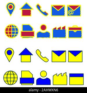 A set of Contact information Icons. Buttons vector icon set. communication symbols collection, vector sketches. email, address, home, user, phone, tel Stock Vector