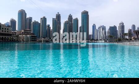 A view of highrises in Dubai near Burj Khalifa. Stock Photo