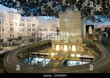 Annual Holiday Toy Train Display is a Popular Attraction, Transit Museum, Grand Central Terminal, NYC Stock Photo