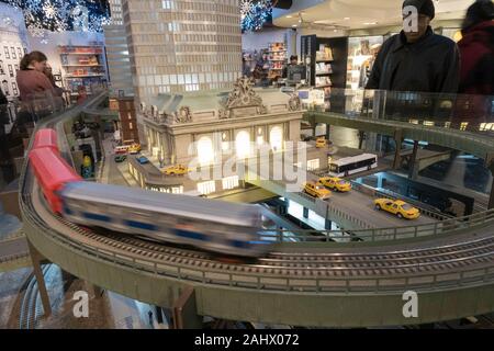 Annual Holiday Toy Train Display is a Popular Attraction, Transit Museum, Grand Central Terminal, NYC Stock Photo