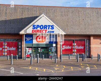 WREXHAM, UNITED KINGDOM - DECEMBER 25th, 2019: Sports Direct superstore store front Stock Photo