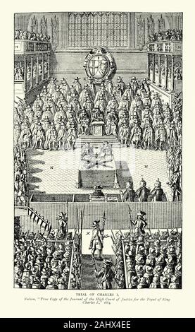 Trial of King Charles I, after Joutrnal of the High Court of Justice, 1684 Stock Photo