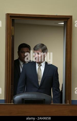 Washington, District of Columbia, USA. 26th Sep, 2019. Joseph Maguire, acting director of national intelligence, arrives to a House Intelligence Committee hearing in Washington, DC, U.S., on Thursday, Sept. 26, 2019. Maguire, who delayed giving Congress a whistle-blower complaint about President Donald Trump, will testify about the complaint which details Trump's request that the president of Ukraine investigate former Vice President Joe Biden and his son Hunter. Credit: Alex Edelman/ZUMA Wire/Alamy Live News Stock Photo