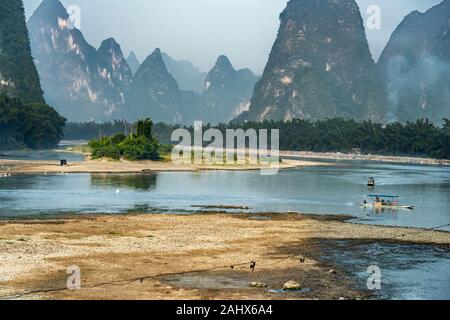 Li River and Karst mountains near Yangshuo. Guangxi Province. China ...