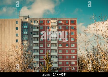 Front view of big building with appartements and shadows Stock Photo