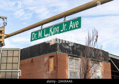 Memphis, TN / USA - December 28, 2109: Dr. M. L. King Jr. Ave Street Sign Stock Photo