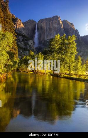 Reflections of Yosemite Fallls Stock Photo