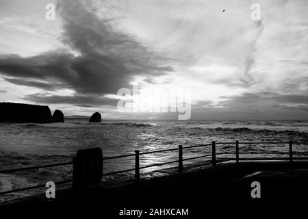 View of Freshwater Bay in winter storm weather, Isle of Wight, UK. Stock Photo