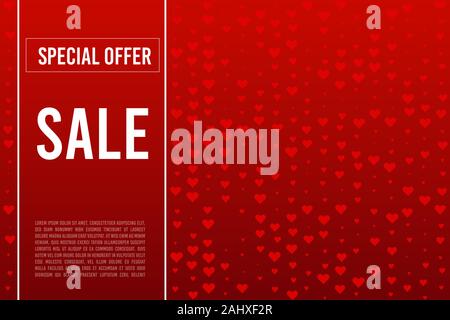 3d vector saint valentine s day on colourful background with vector hearts. Concept sale special offer Stock Vector