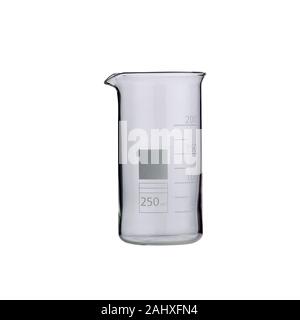 lab or Empty measuring beaker isolated on a white background with clipping path Stock Photo