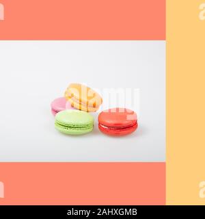 macarons or colorful macarons on a background Stock Photo