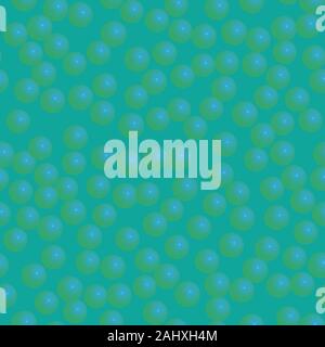 Blue Green Balls Seamless Pattern on Green Background Stock Vector