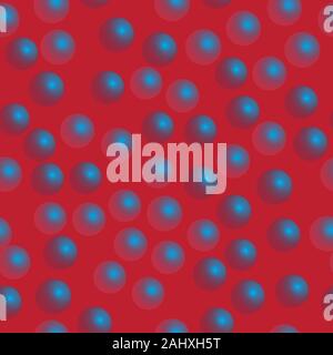 Red Blue Balls Seamless Pattern on Red Background Stock Vector