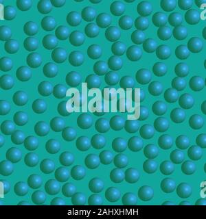 Blue Green Balls Seamless Pattern on Green Background Stock Vector
