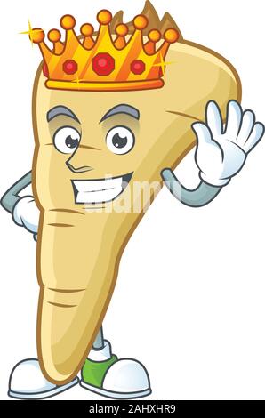 Cool King of parsnip on cartoon character style Stock Vector